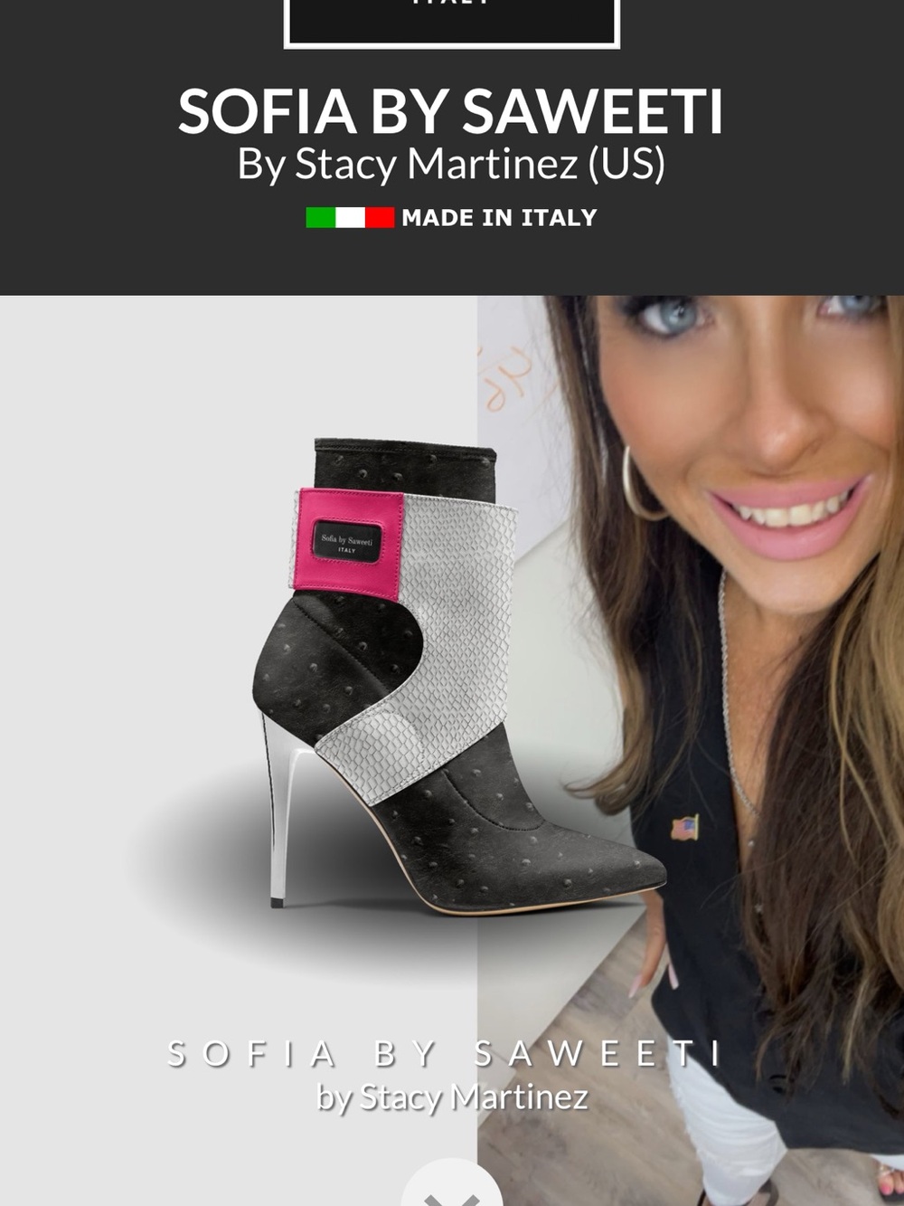 Sofia by Saweeti Two-Tone High-Heel Ankle Boot with Pink Tab